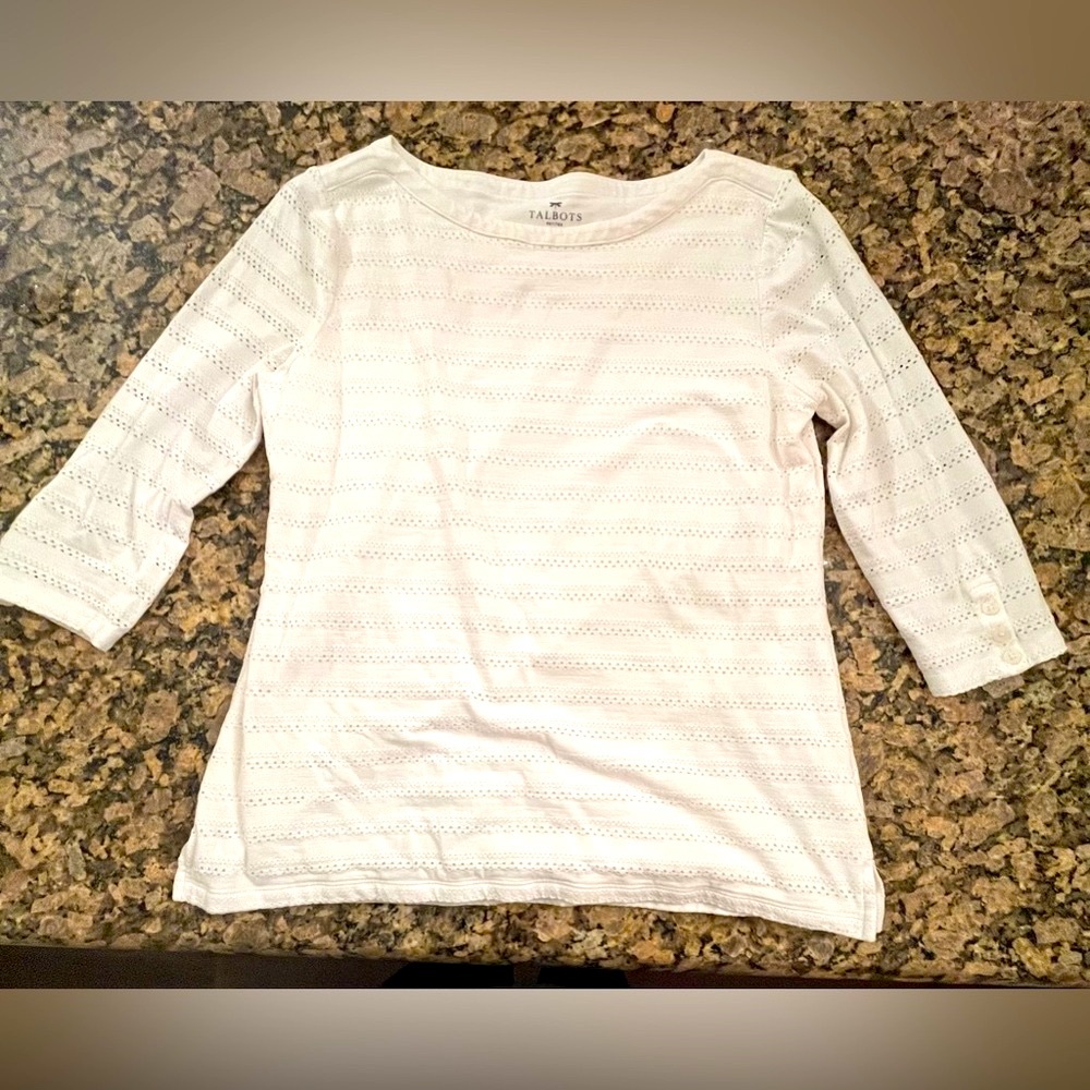 Talbots White Cotton Casual Top